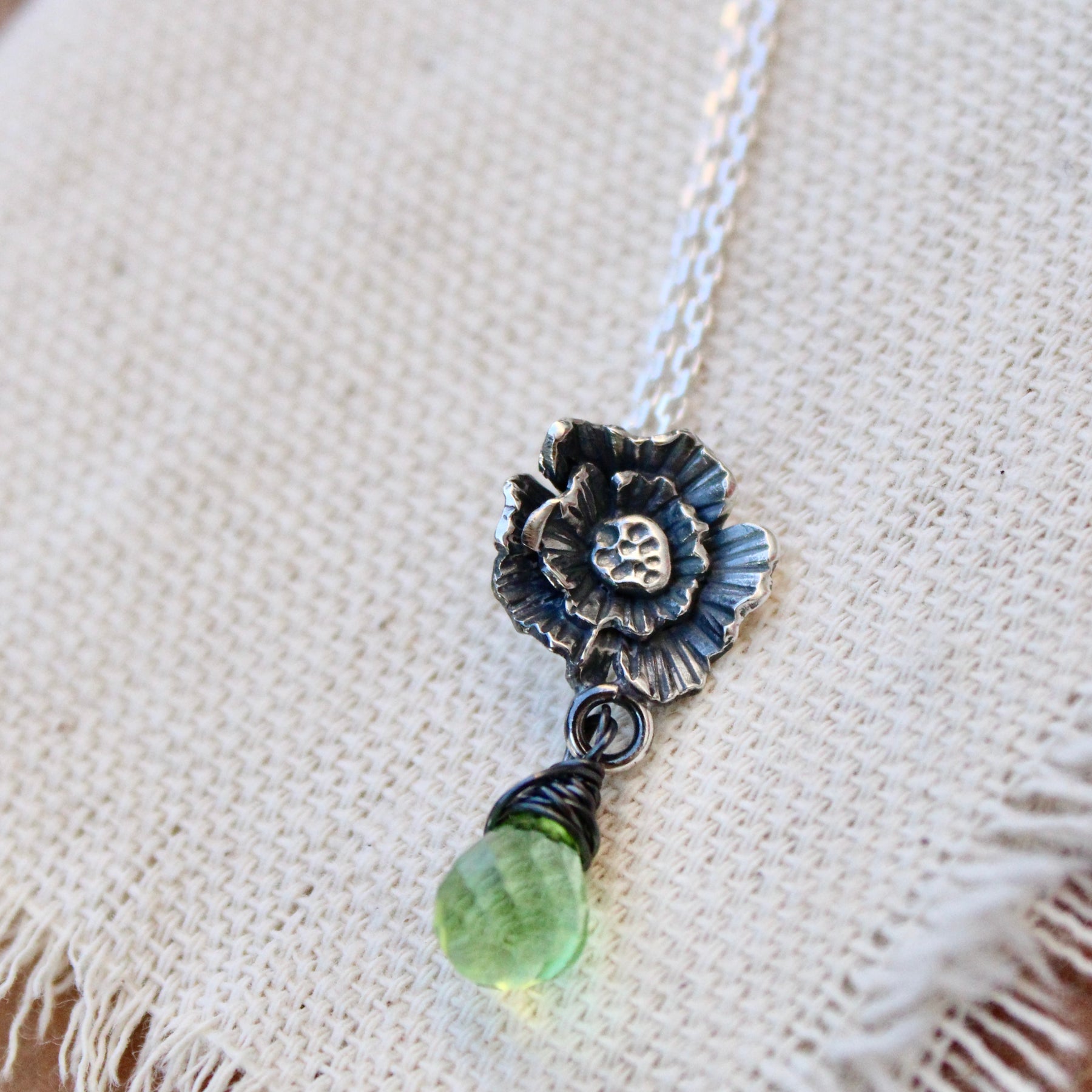Poppy Birthstone Sterling silver necklace