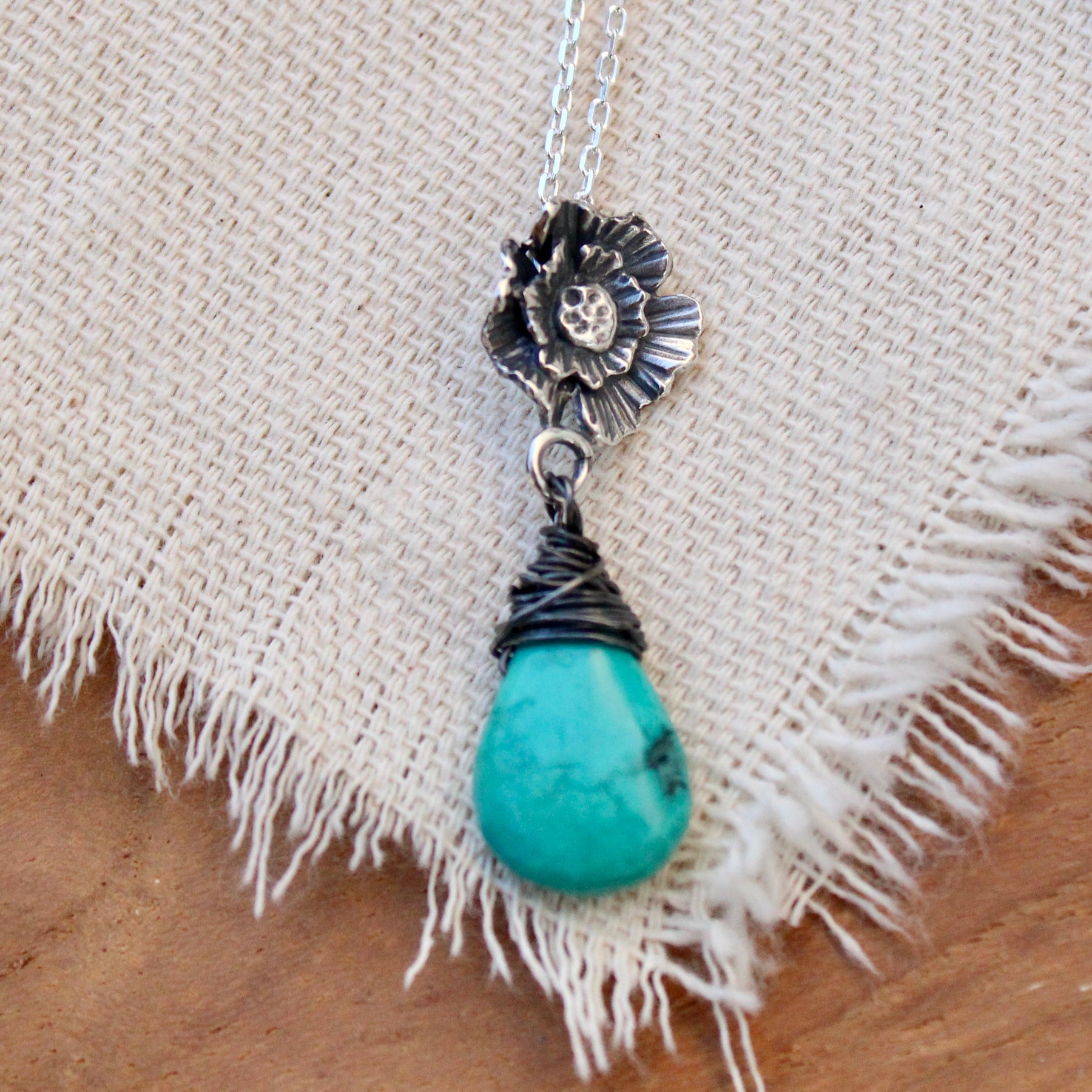 Poppy Birthstone Sterling silver necklace