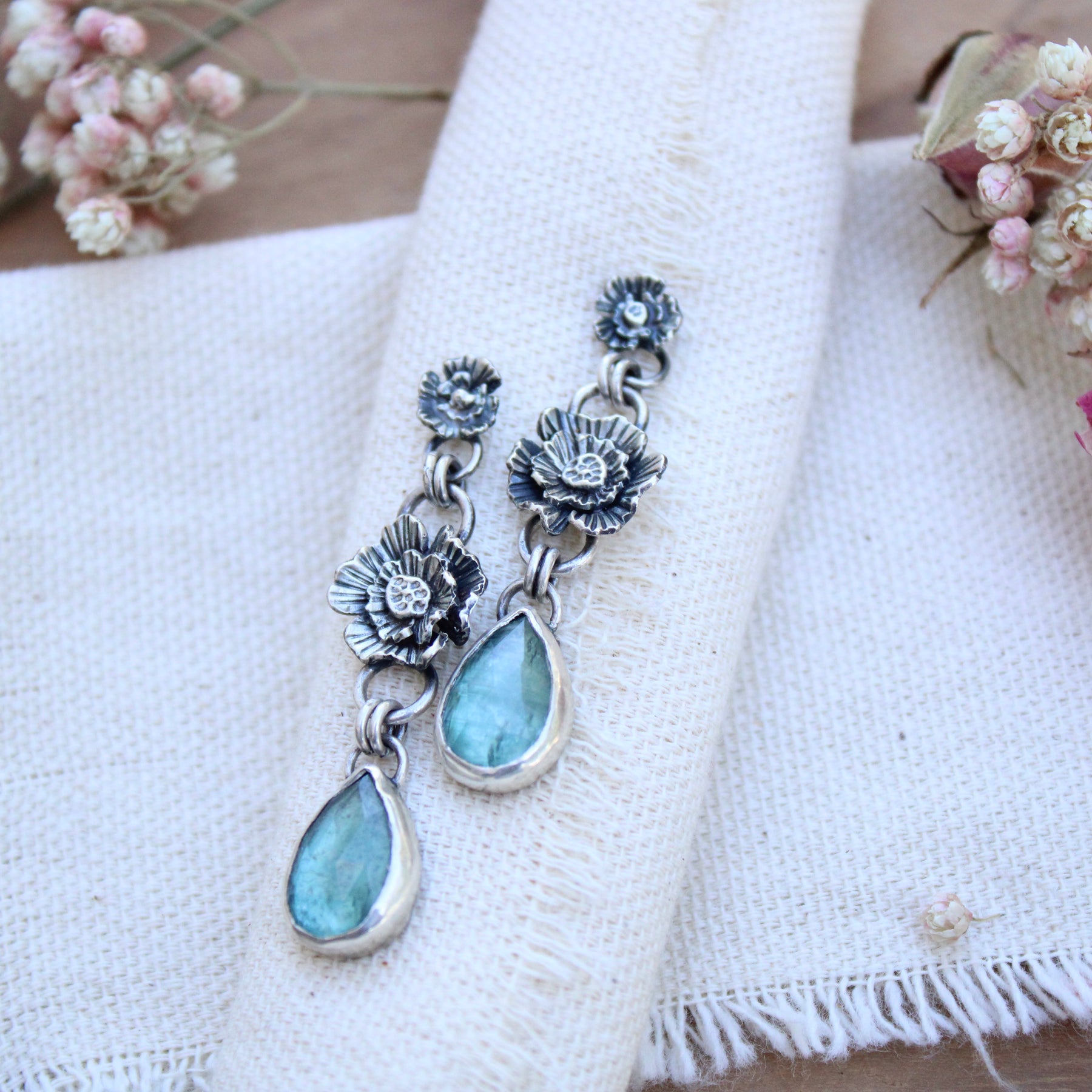 Poppy and Kyanite Statement earrings