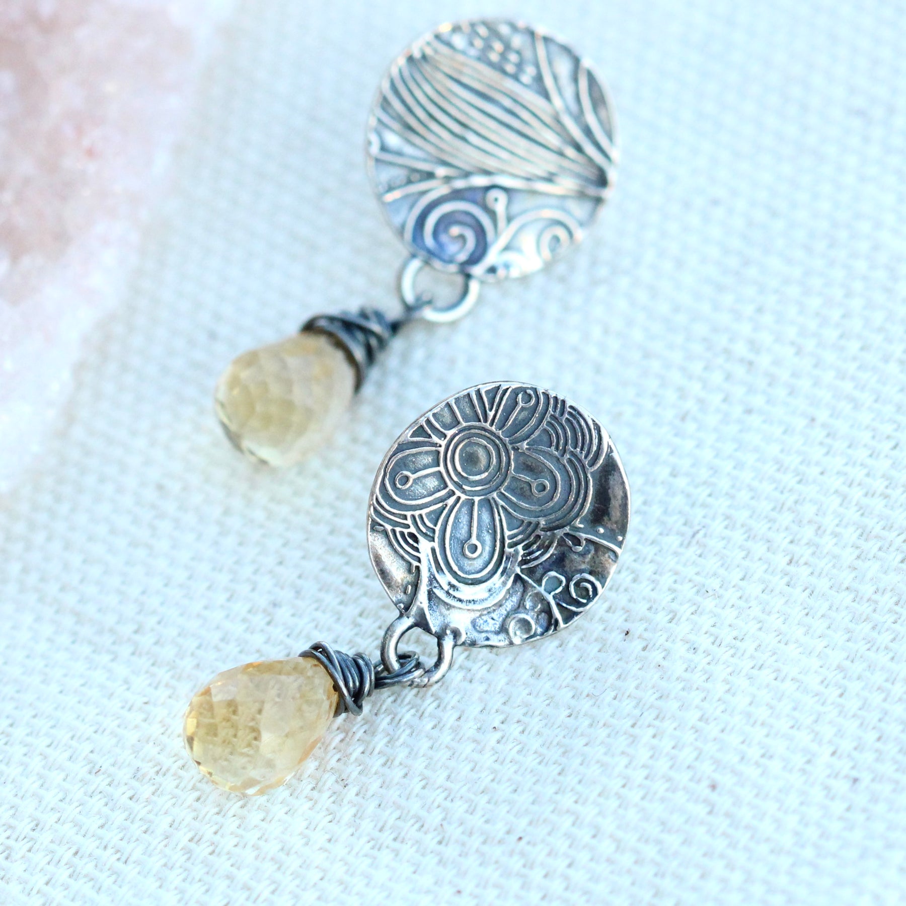 Citrine and sterling silver Midnight Garden Earrings