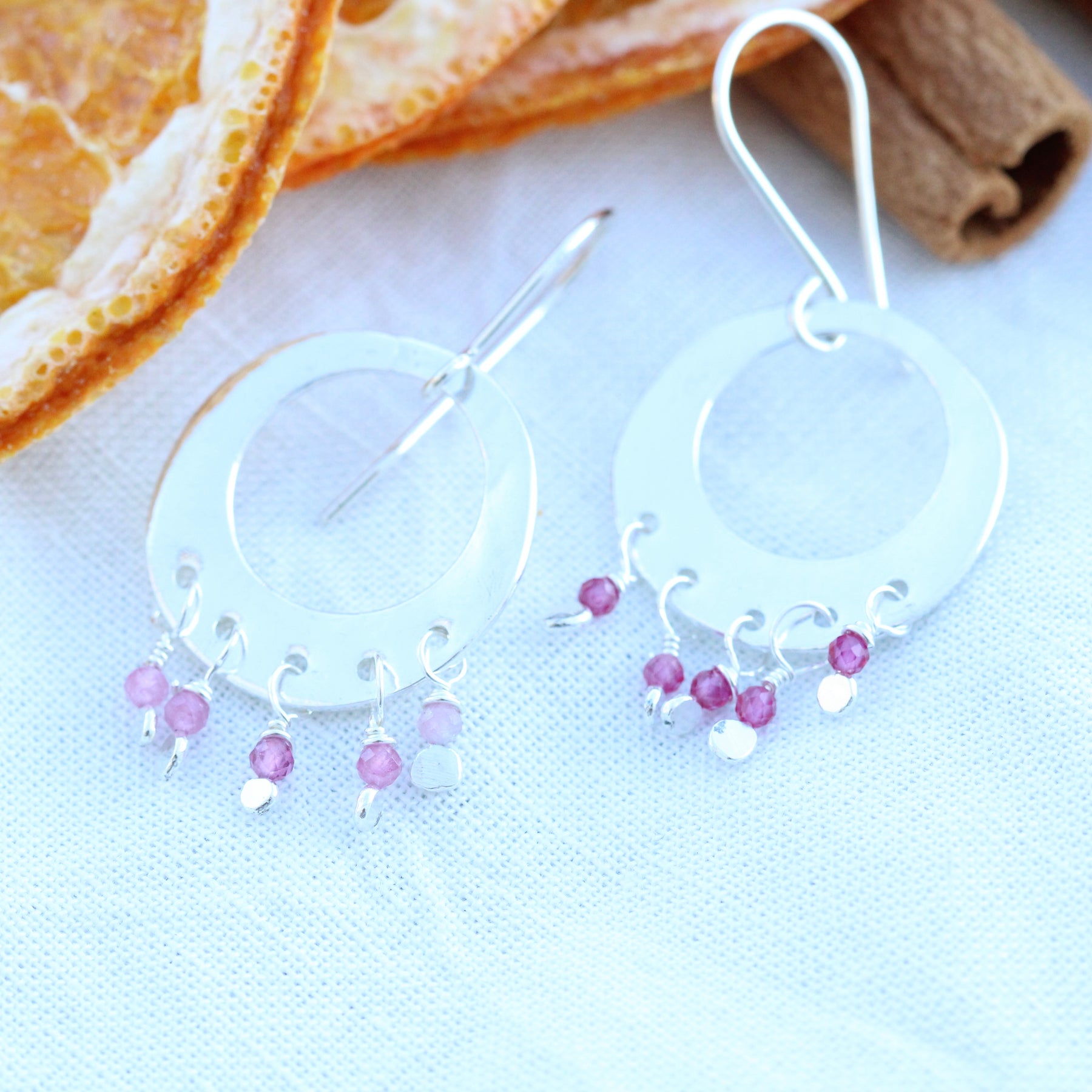 Stevie Earrings sterling silver pink Tourmaline