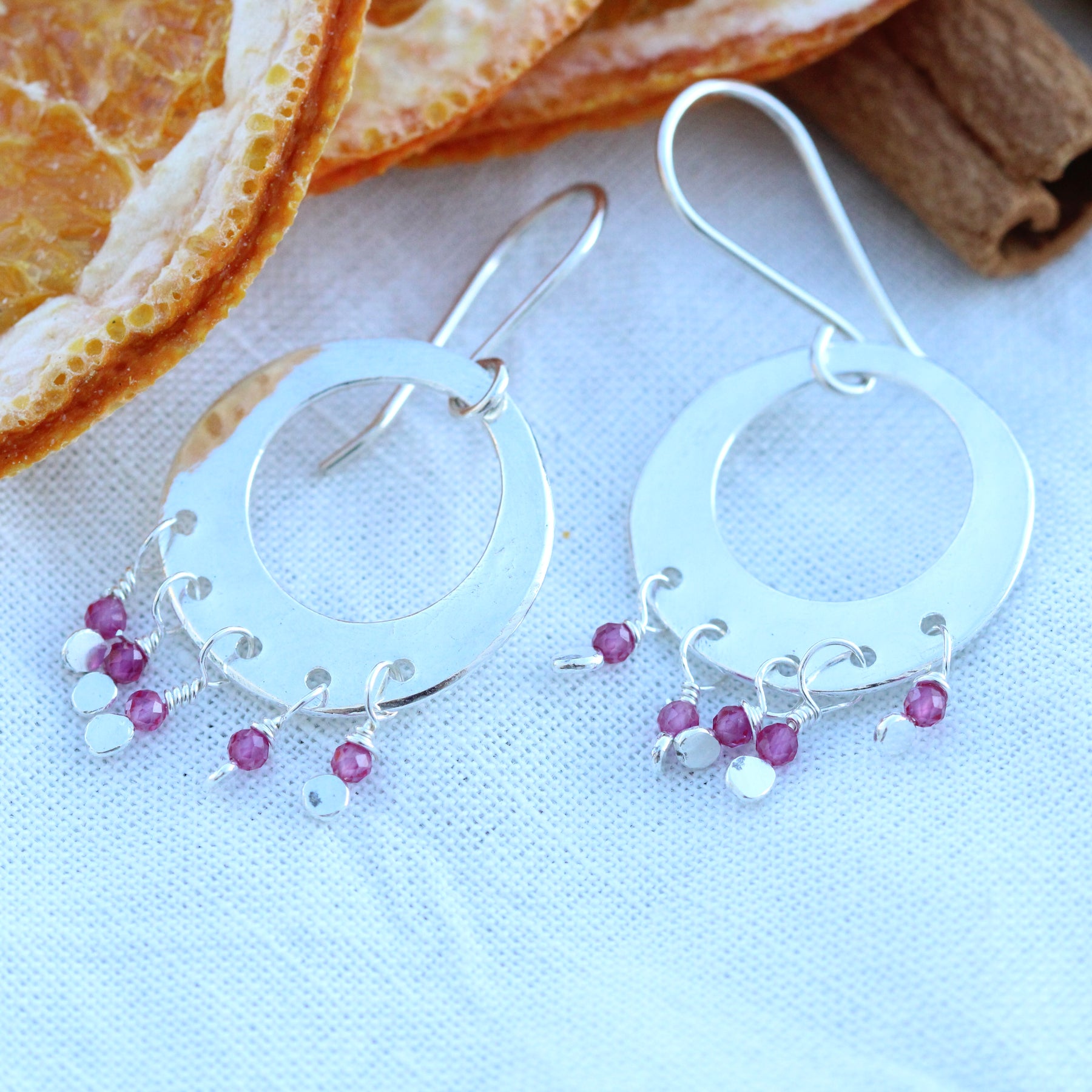 Stevie Earrings sterling silver Ruby