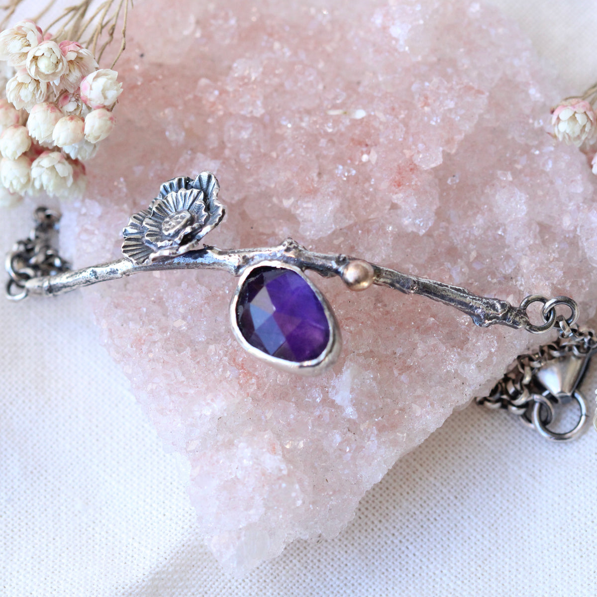 Clearance Sale Poppy and Twig Amethyst Silver Bracelet