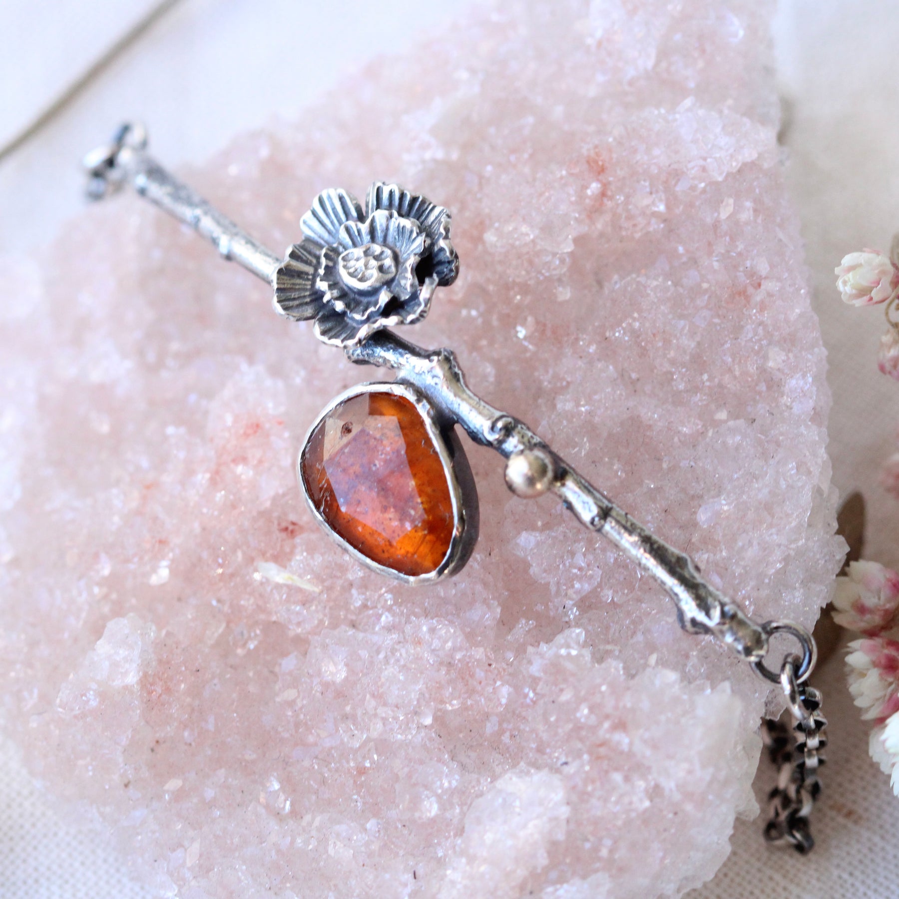 Poppy and Twig Orange Kyanite Silver Bracelet