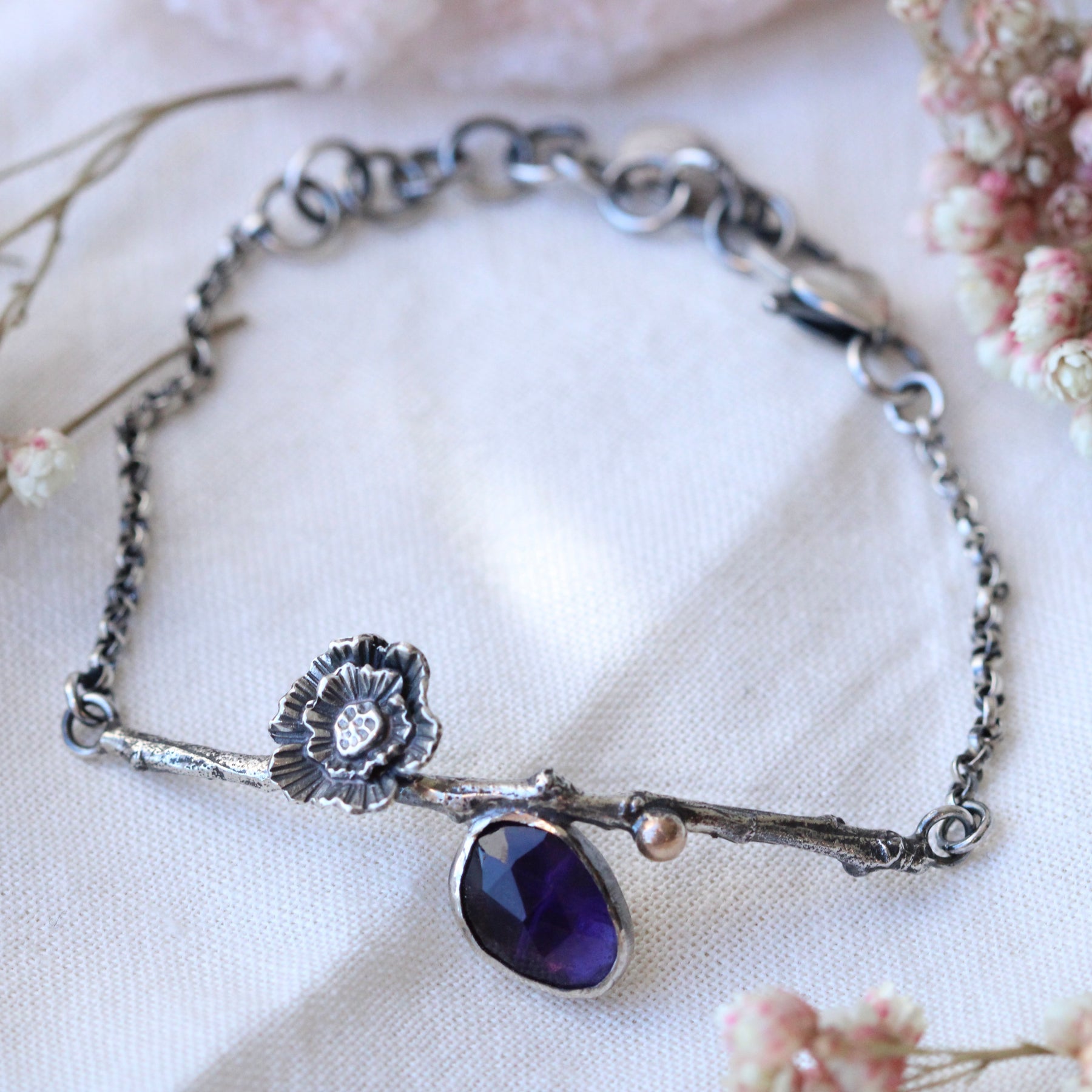 Poppy and Twig Amethyst Silver Bracelet