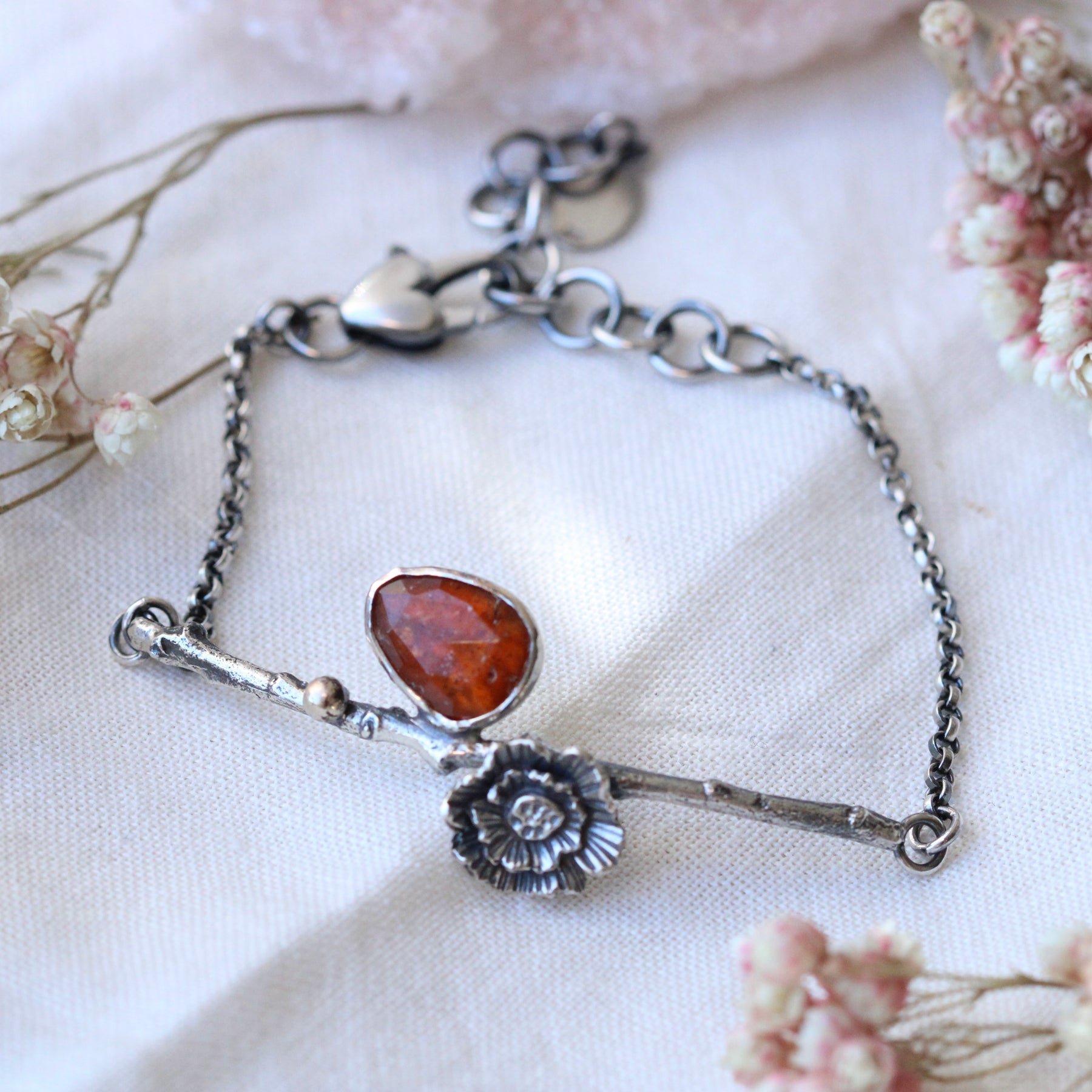 Poppy and Twig Orange Kyanite Silver Bracelet