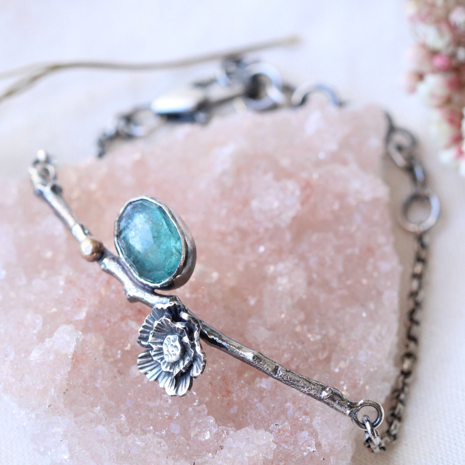 Poppy and Twig Aqua Kyanite Silver Bracelet
