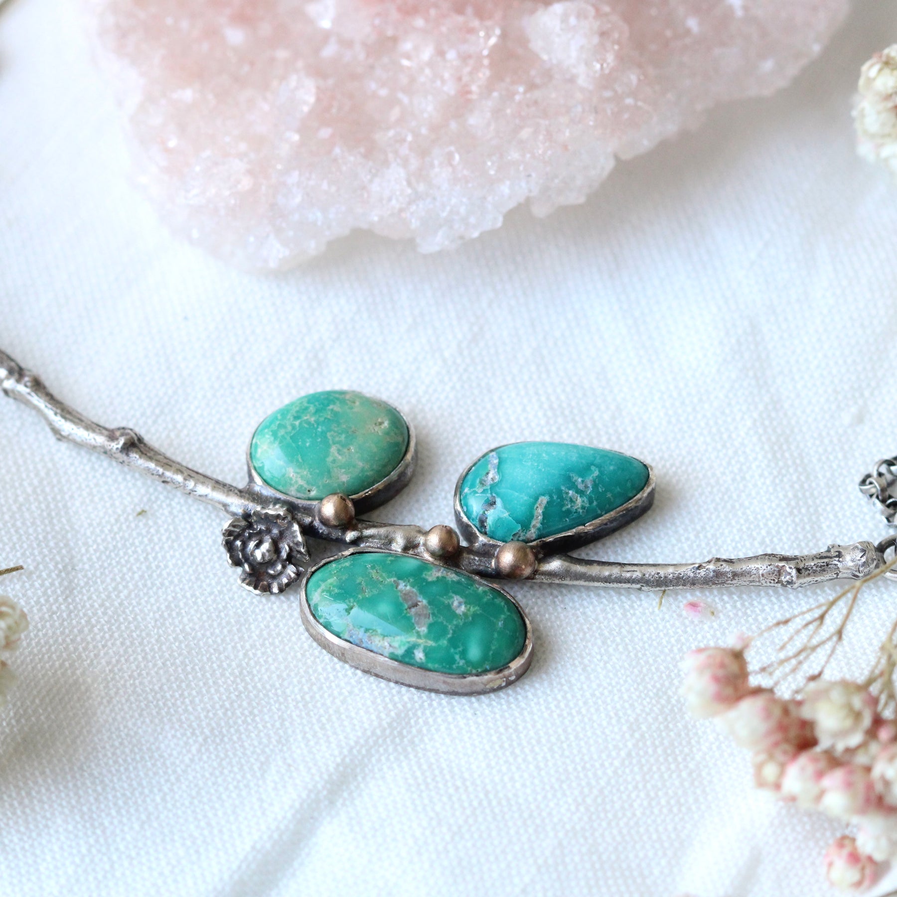 Poppy and Twig Turquoise Silver Necklace