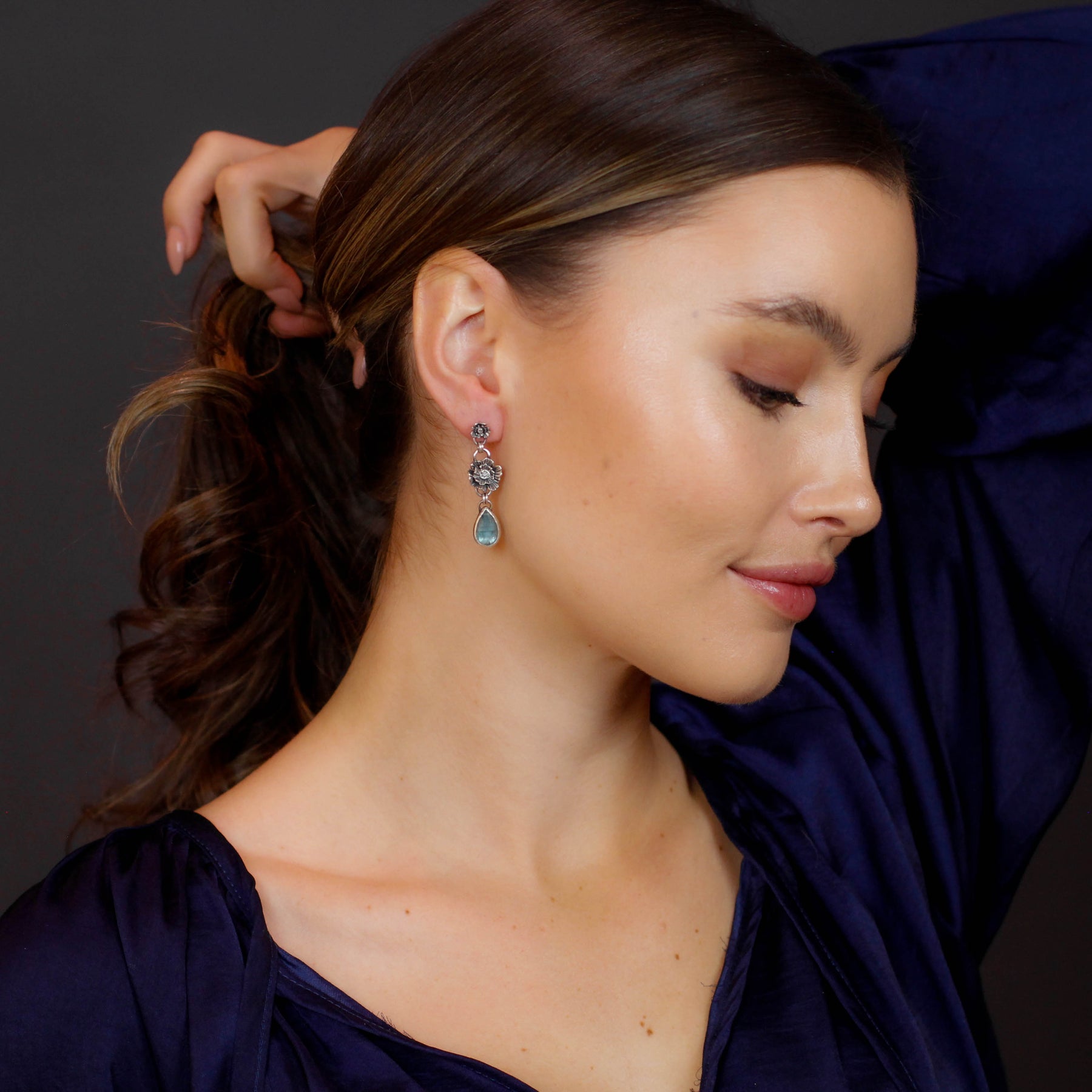 Poppy and Kyanite Statement earrings