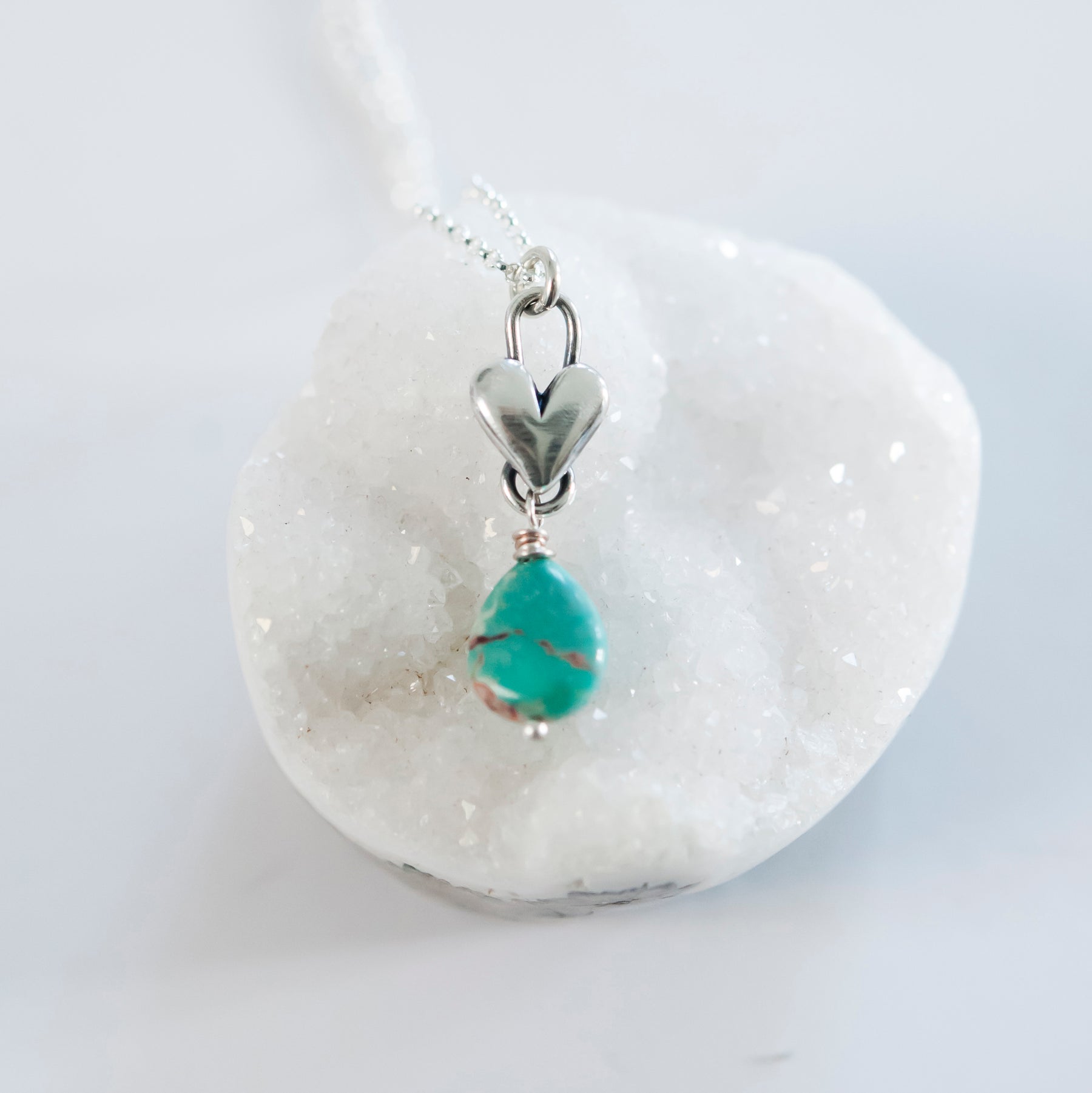 Sculpted Heart Birthstone Drop Necklace