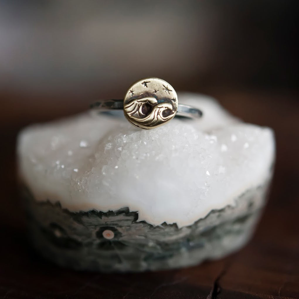 Midnight Ocean Adventure Bronze Ring