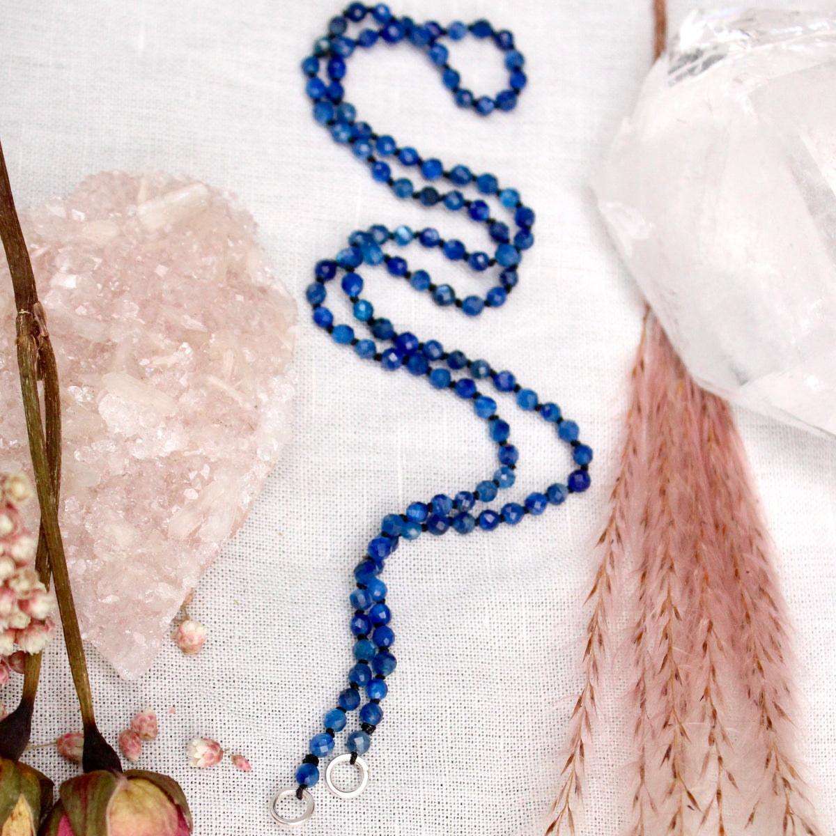 Kyanite Hand Knotted silk necklace