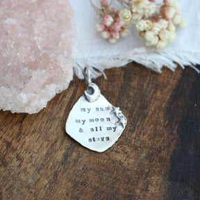 Personalized Moon and Stars Pendant Sterling silver