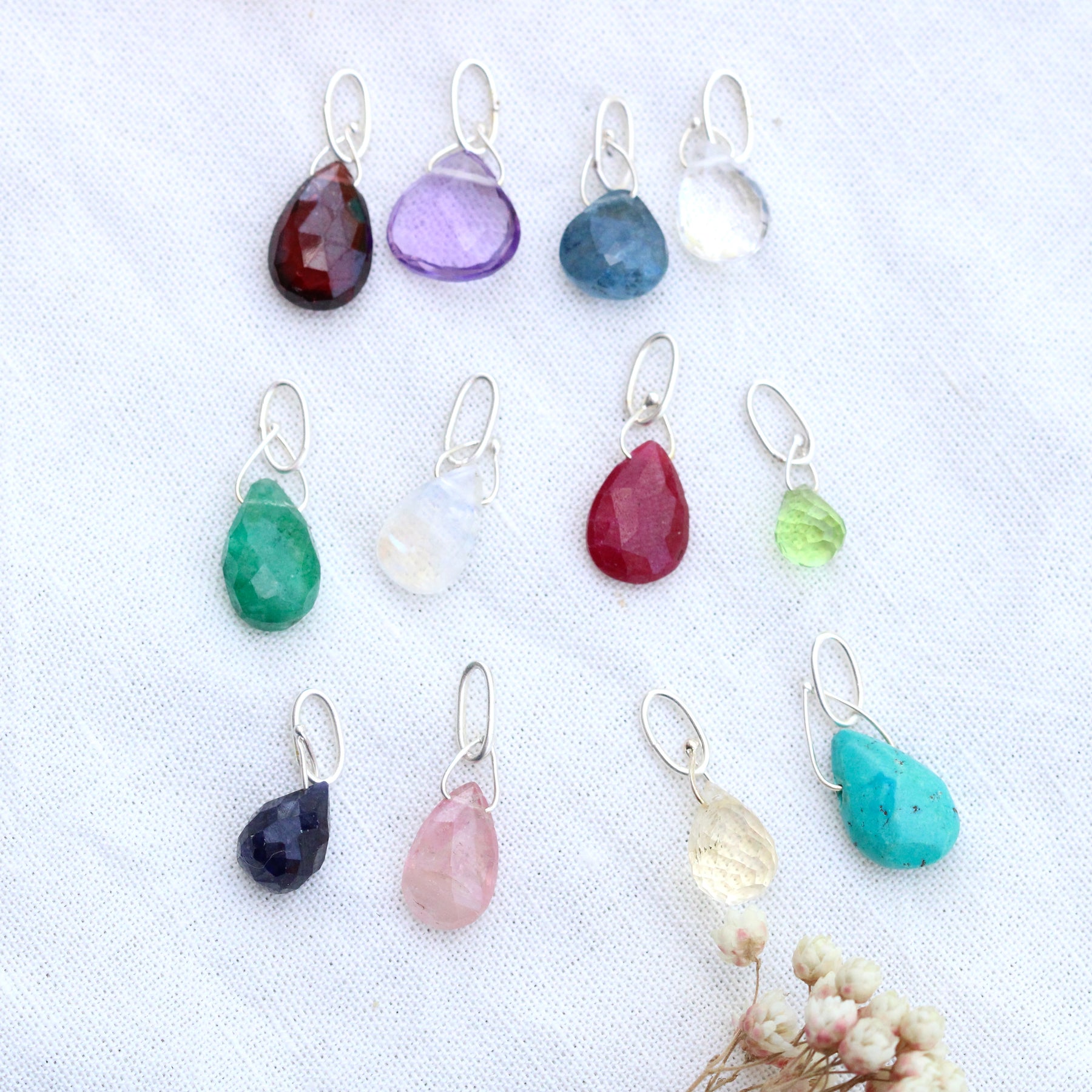 Gemstone Birthstone Drop for Charm Collector pendants