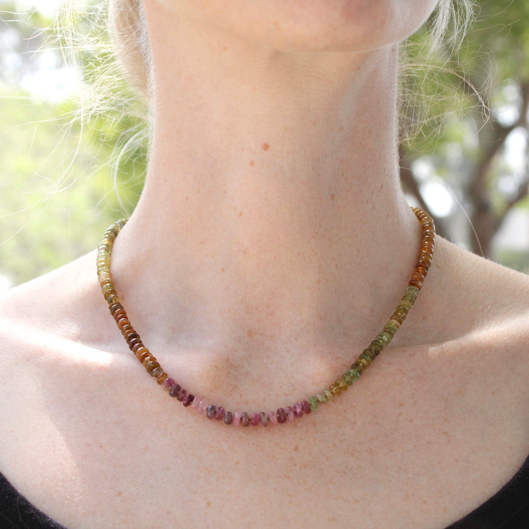 Multi Color Tourmaline Hand Knotted silk necklace