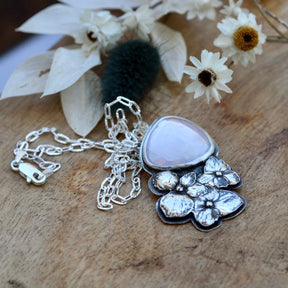 Wildflower wanderings Lilac Quartz and sterling silver Hydrangea necklace