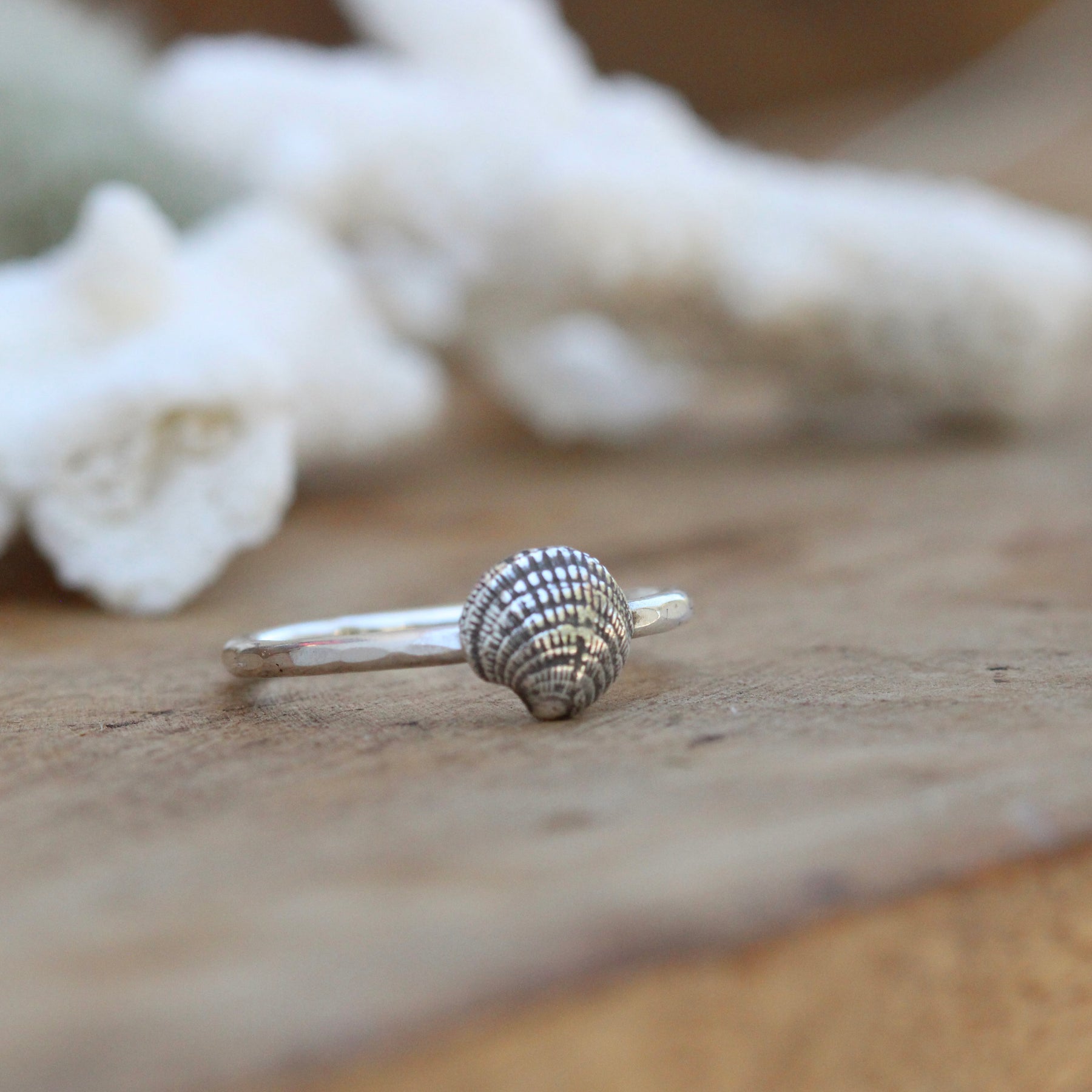 Beach Comber Sterling silver shell stacking ring