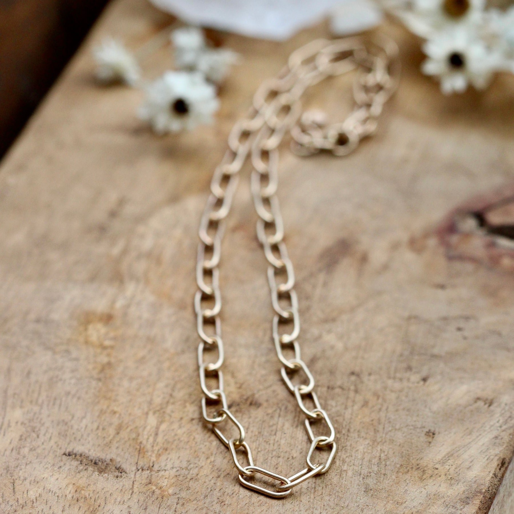 14k gold handmade paper clip chain