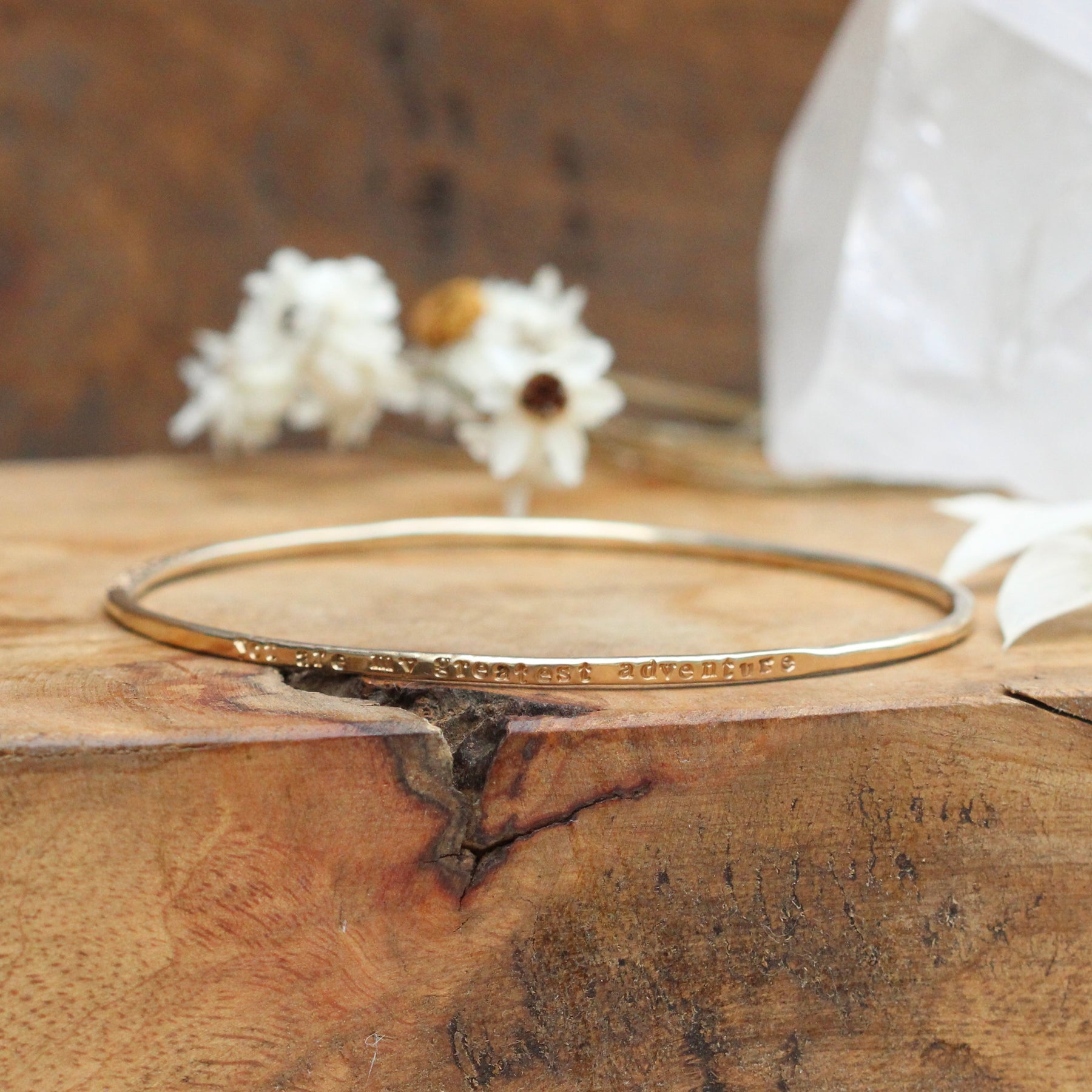 14k solid gold personalized bangle bracelet