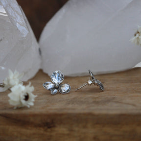 Wildflower Wanderings sterling silver hydrangea post earrings