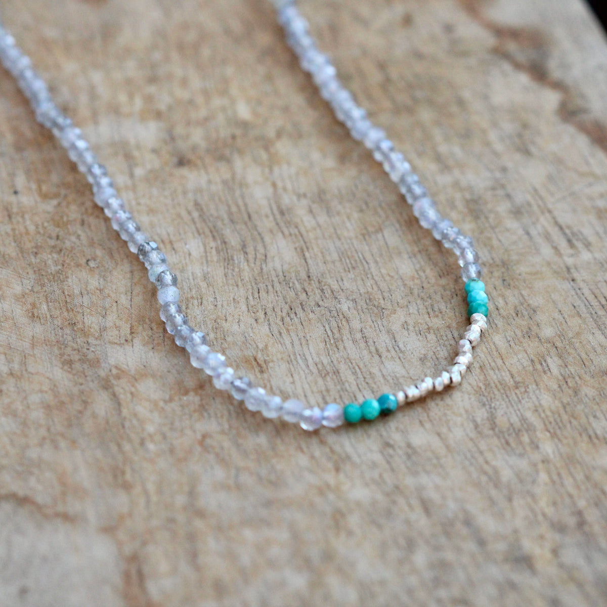 Gemstone Layering necklace Labradorite with Turquoise
