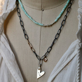 Sterling silver and 14k gold paperclip handmade chain