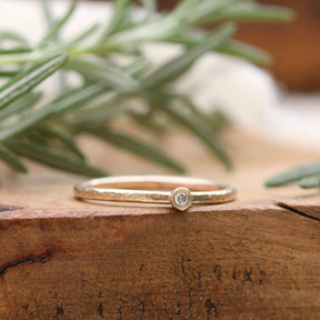 14k gold and diamond petite stacking ring