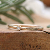 14k gold and diamond petite stacking ring