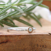 mixed metal gold and sterling silver opal stacking ring