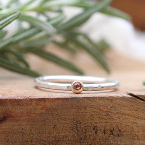 mixed metal gold and sterling silver Citrine stacking ring