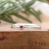 mixed metal gold and sterling silver Rhodolite Garnet stacking ring