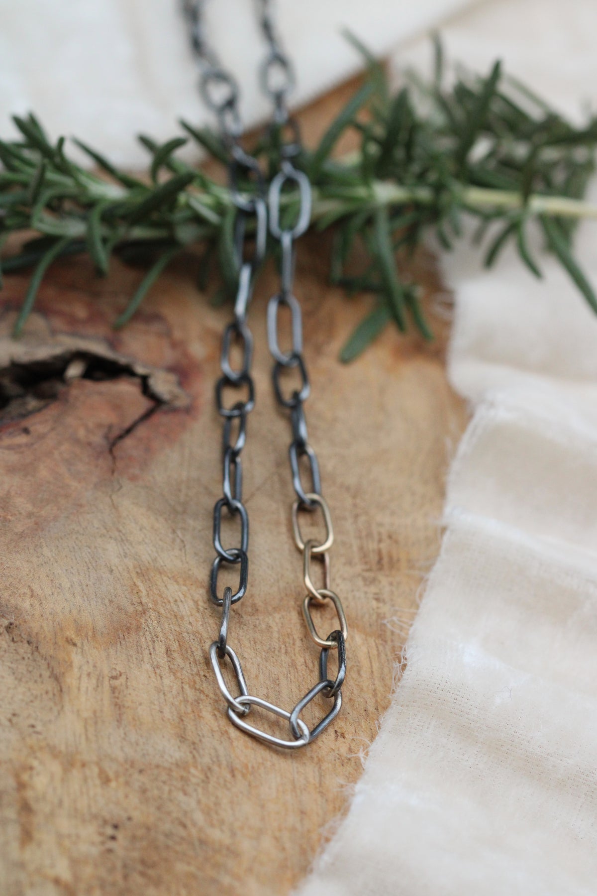 Sterling silver and 14k gold paperclip handmade chain