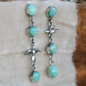 Sterling Silver birds and Turquoise earrings