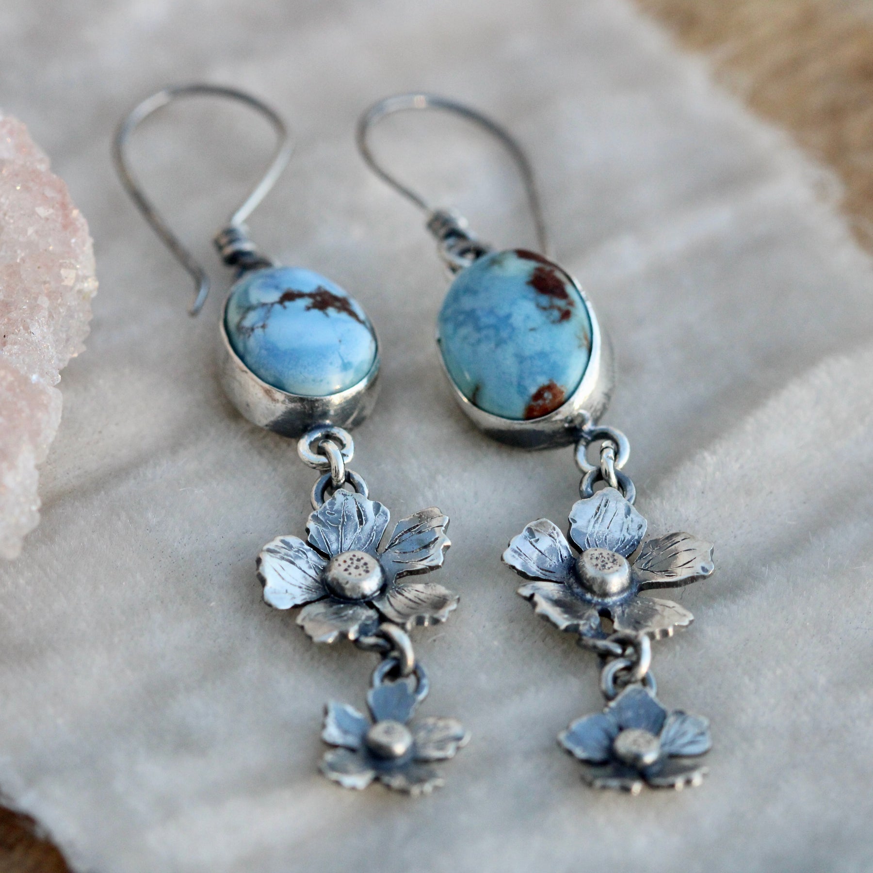 Golden Hills Turquoise and wildflower earrings
