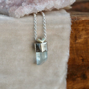 Aquamarine raw crystal necklace