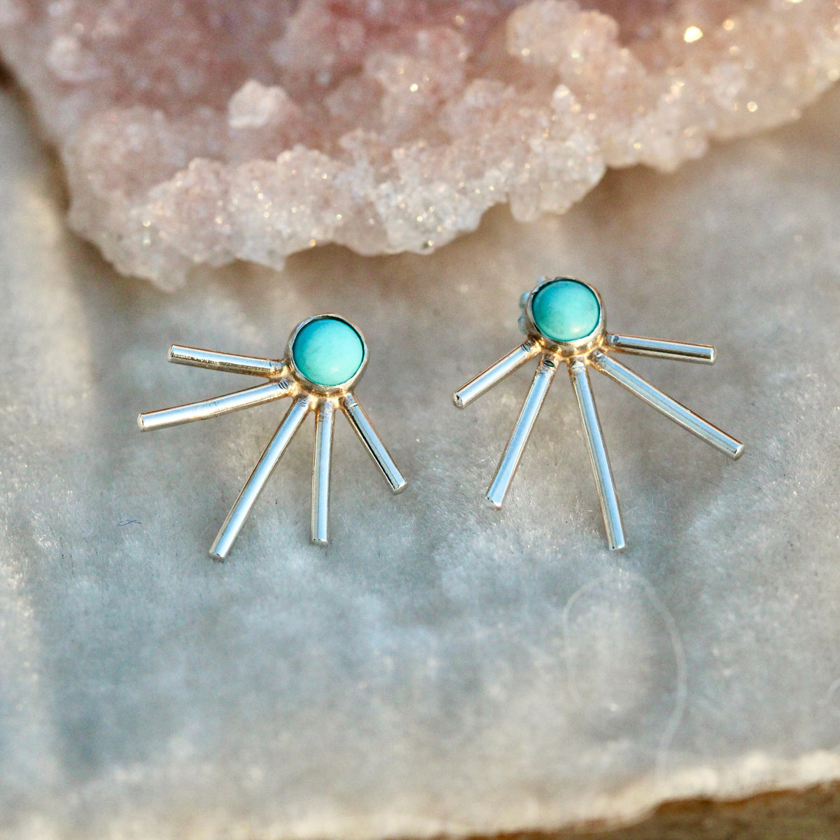 Clearance Sale Starburst earrings Turquoise and sterling silver