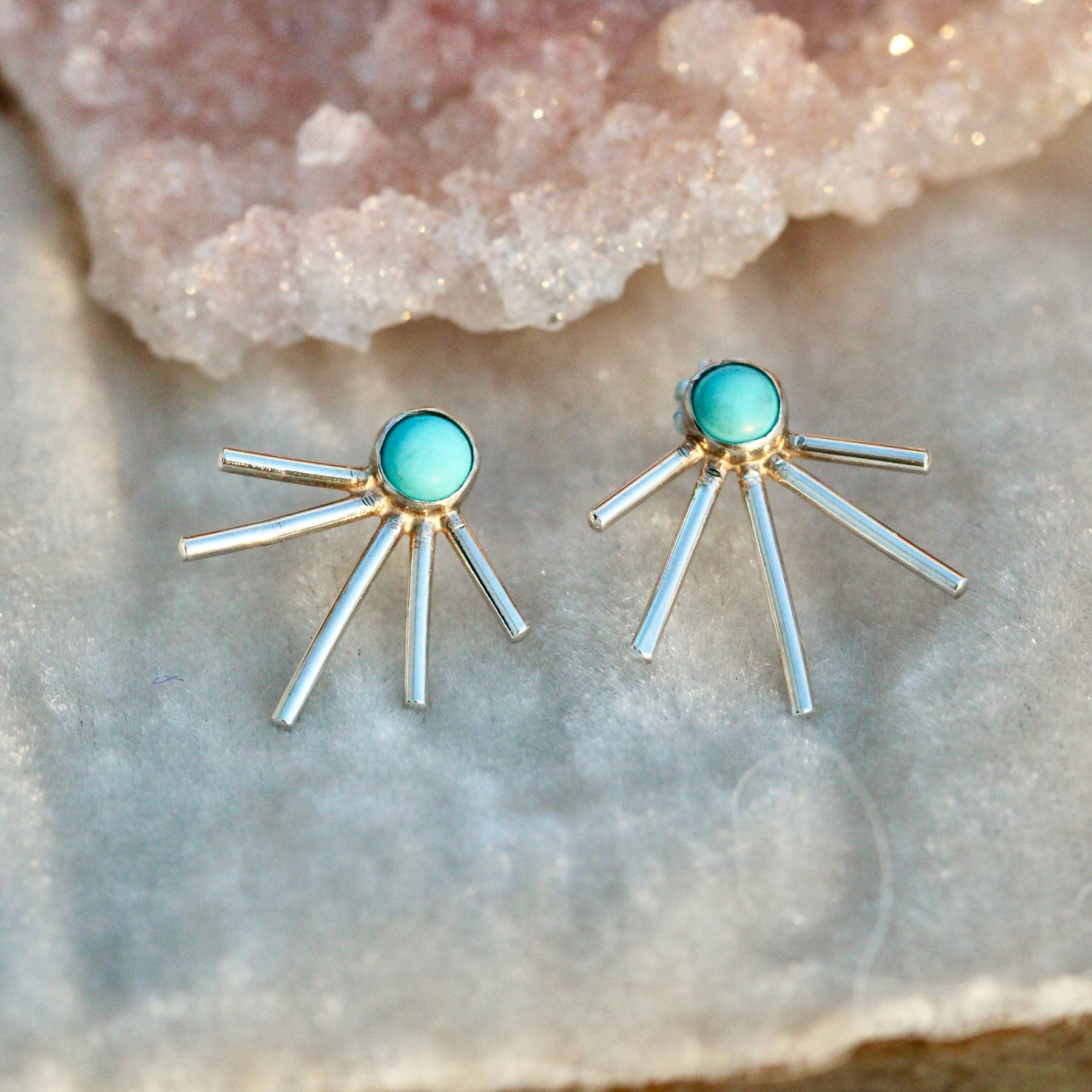 Starburst earrings Turquoise and sterling silver