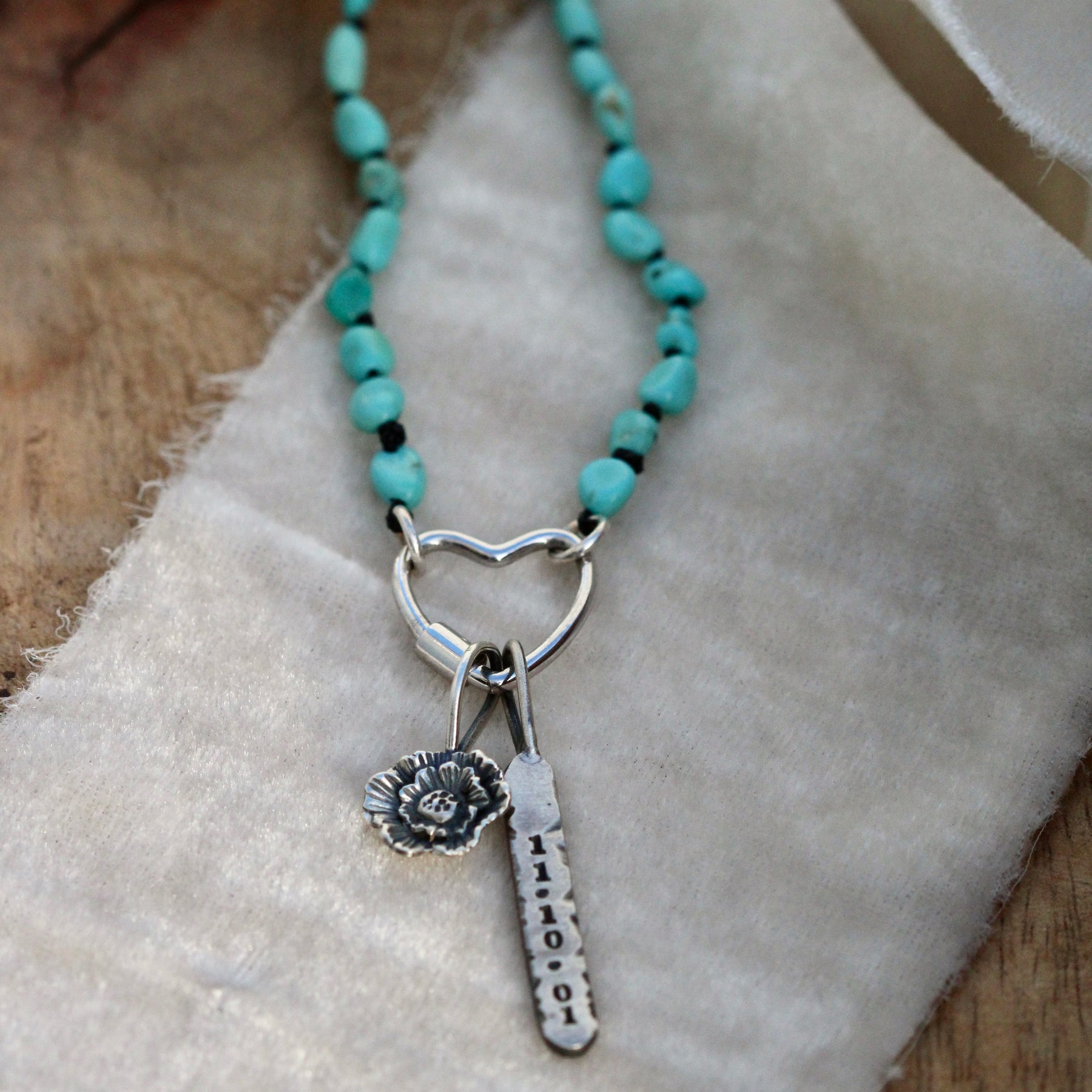 Turquoise Hand Knotted silk necklace