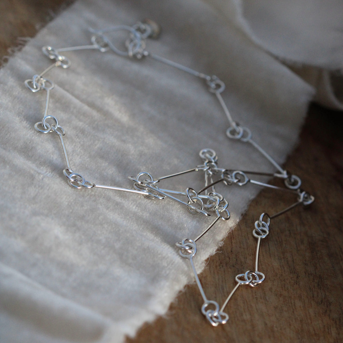 Long Bar chain sterling silver necklace