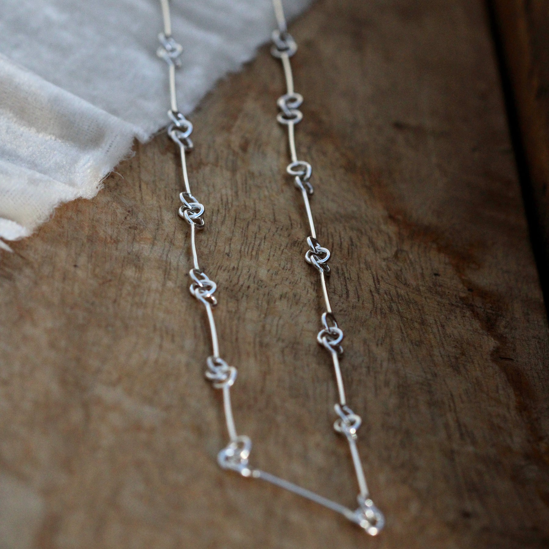 Long Bar chain sterling silver necklace