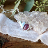 LOVE NOTES Sapphire and Sculpted Heart sterling silver Necklace