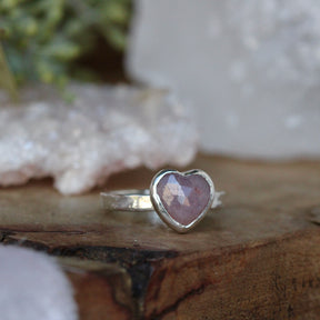 LOVE NOTES  Ruby Heart set in sterling silver ring Made to order