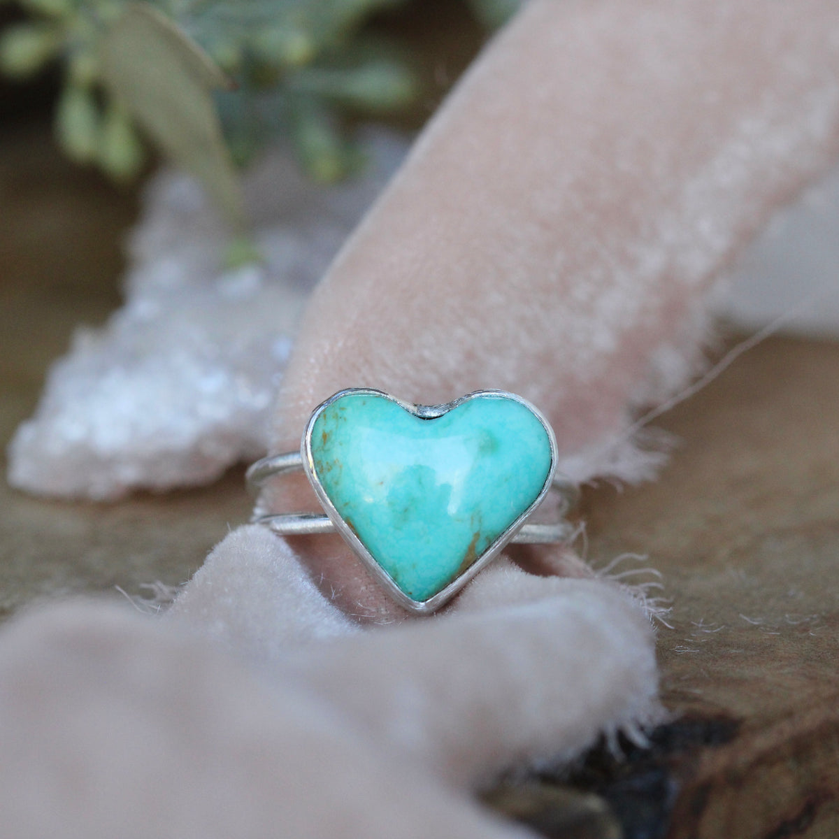 LOVE NOTES  Kingman Turquoise Heart set in sterling silver ring
