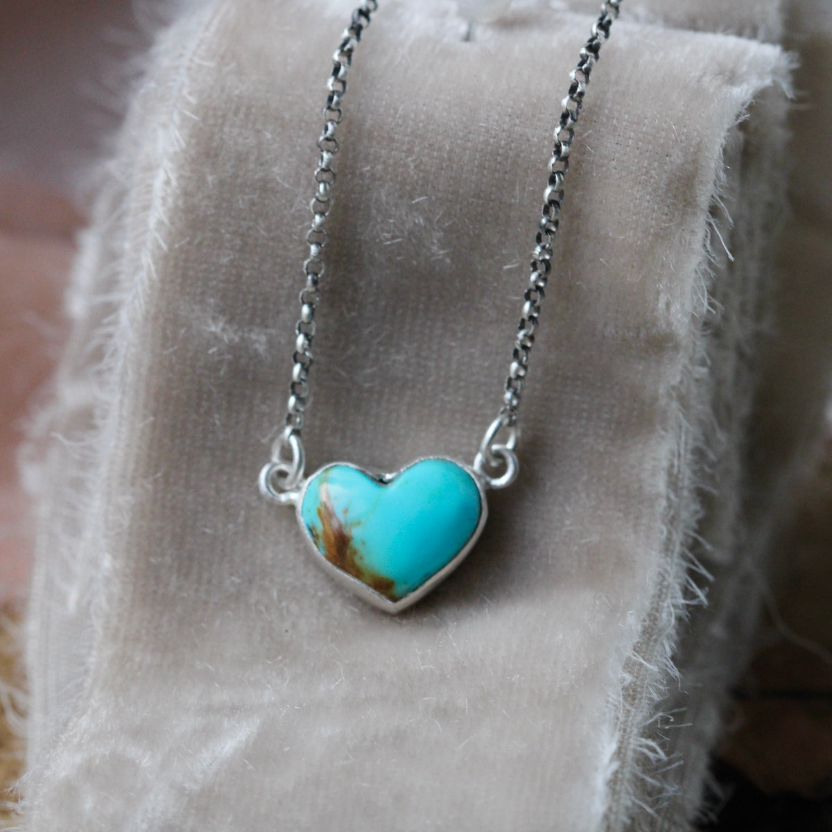 LOVE NOTES Kingman Turquoise sterling silver Heart necklace