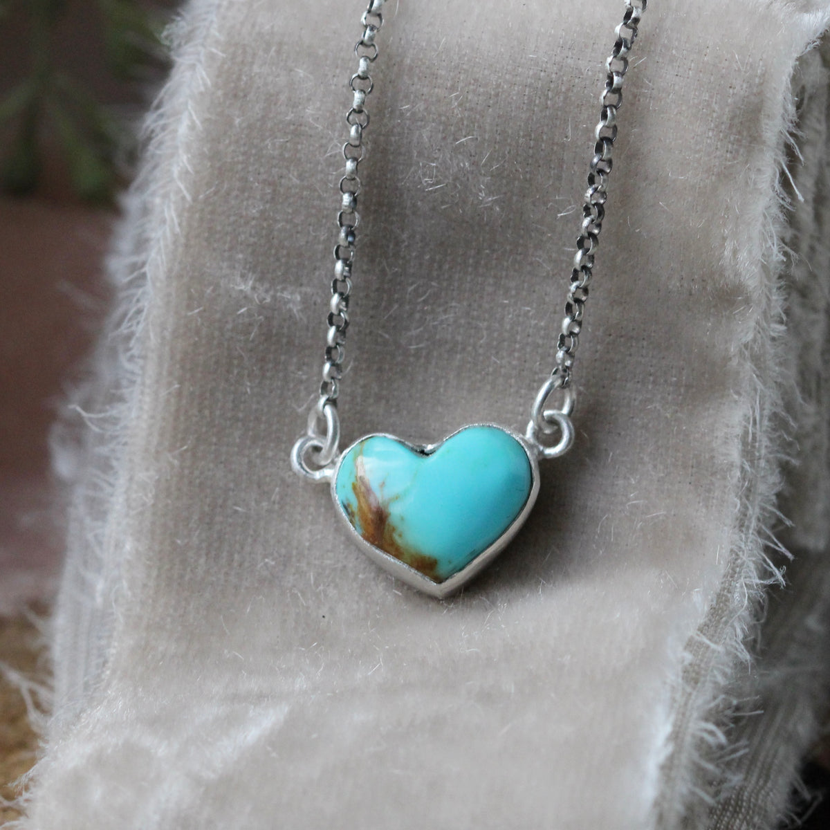 LOVE NOTES Kingman Turquoise sterling silver Heart necklace