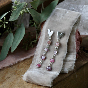 LOVE NOTES Sapphire Spinel and Ruby Sculpted Heart sterling silver Post Earrings