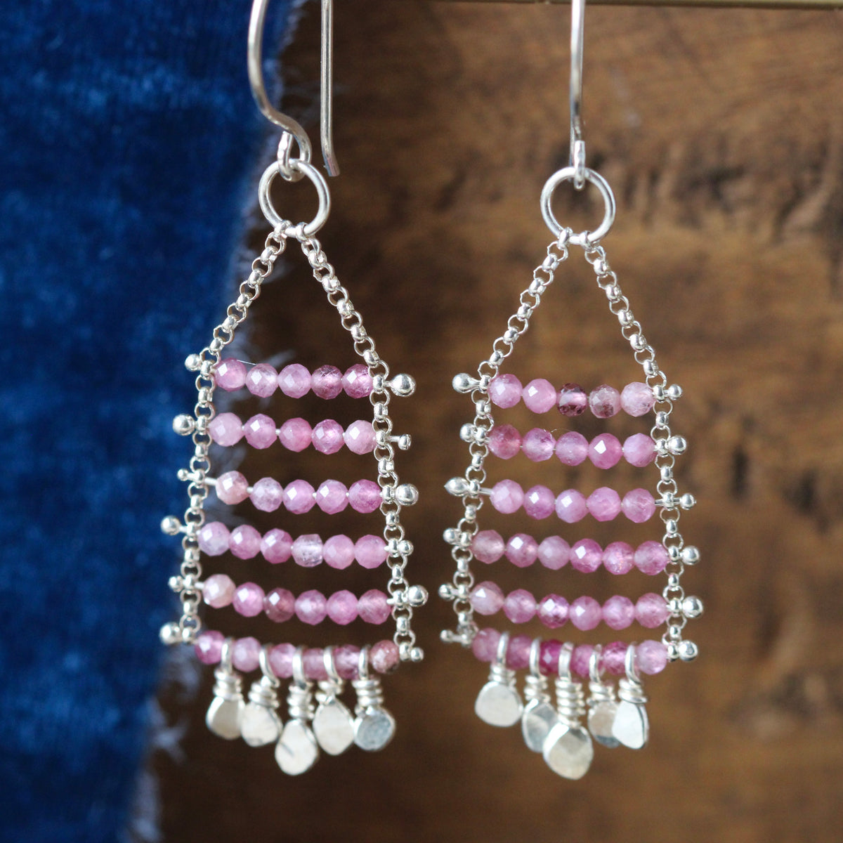 Clearance Sale Pink Tourmaline Gemstone dangle earrings