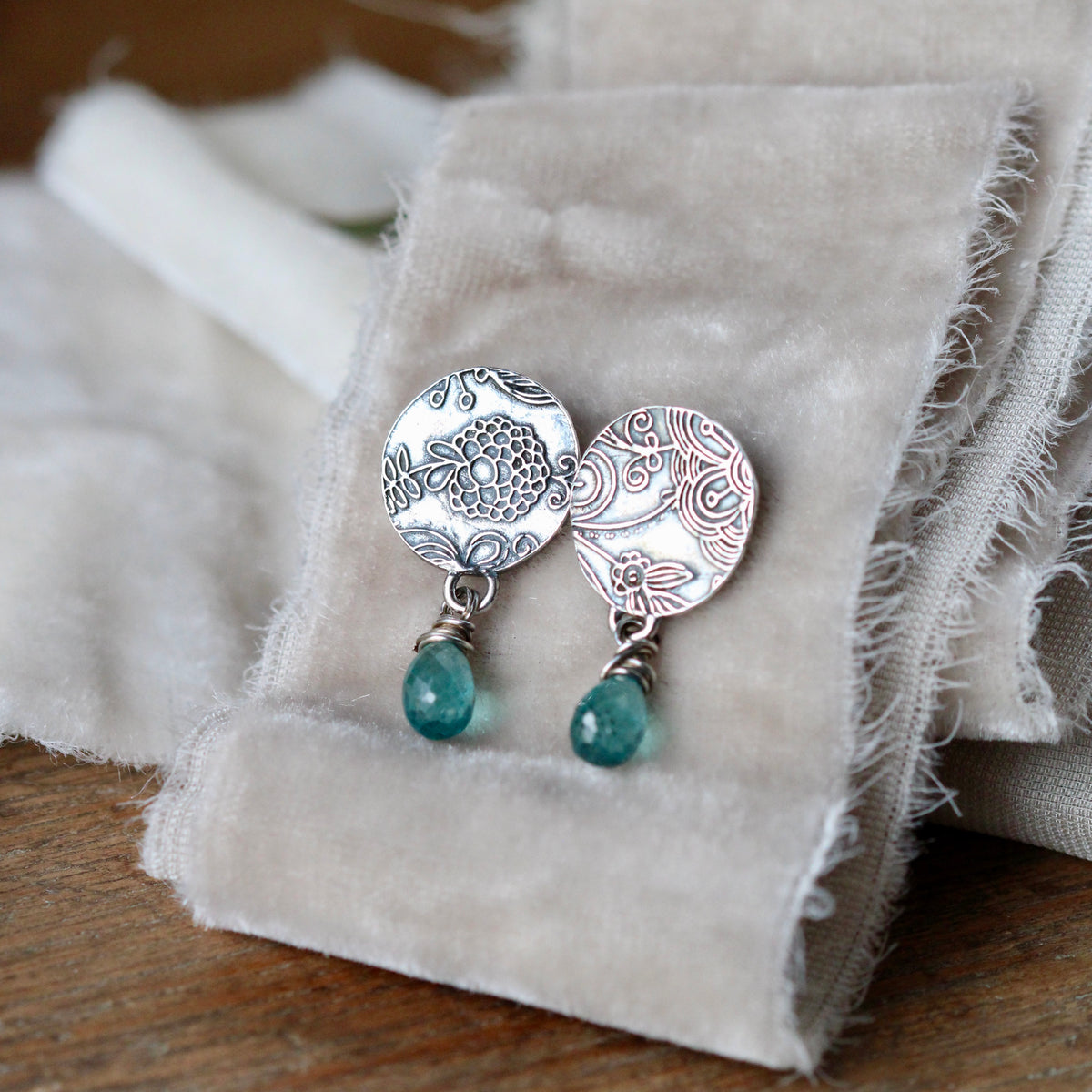 Blue Apatite and sterling silver Midnight Garden Earrings