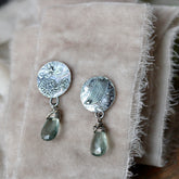 Clearance Sale. Aquamarine gemstone and silver Midnight Garden Earrings