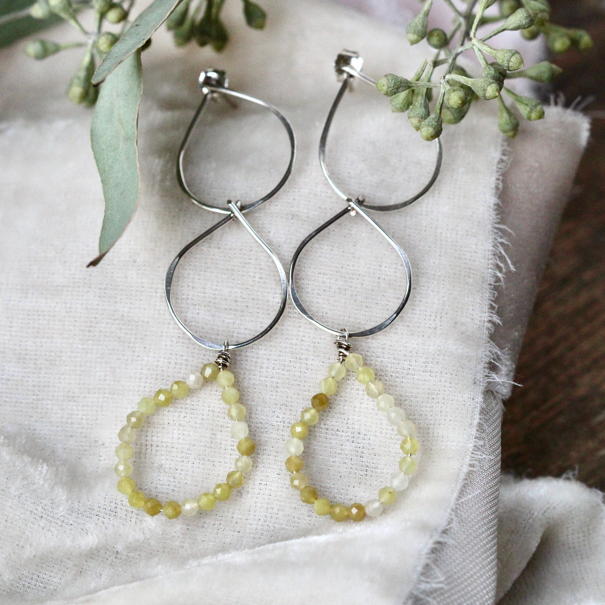 Yellow Opal Petal Drop earrings